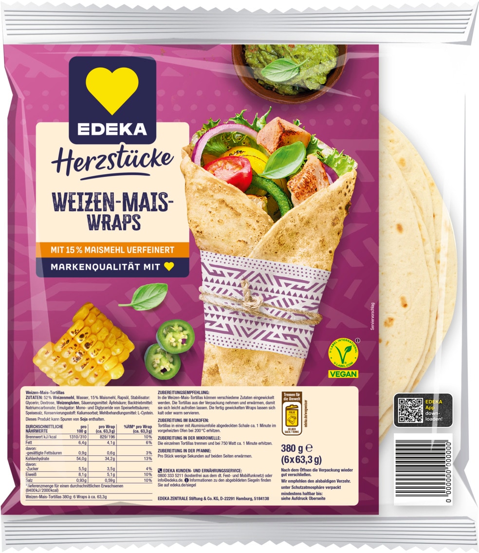 EDEKA Herzstücke Weizen-Mais-Wraps