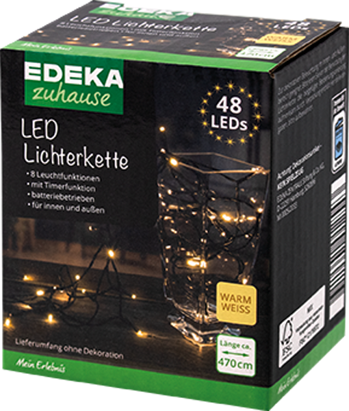 EDEKA zuhause Lichterkette warmweiß oder bunt 48 LED