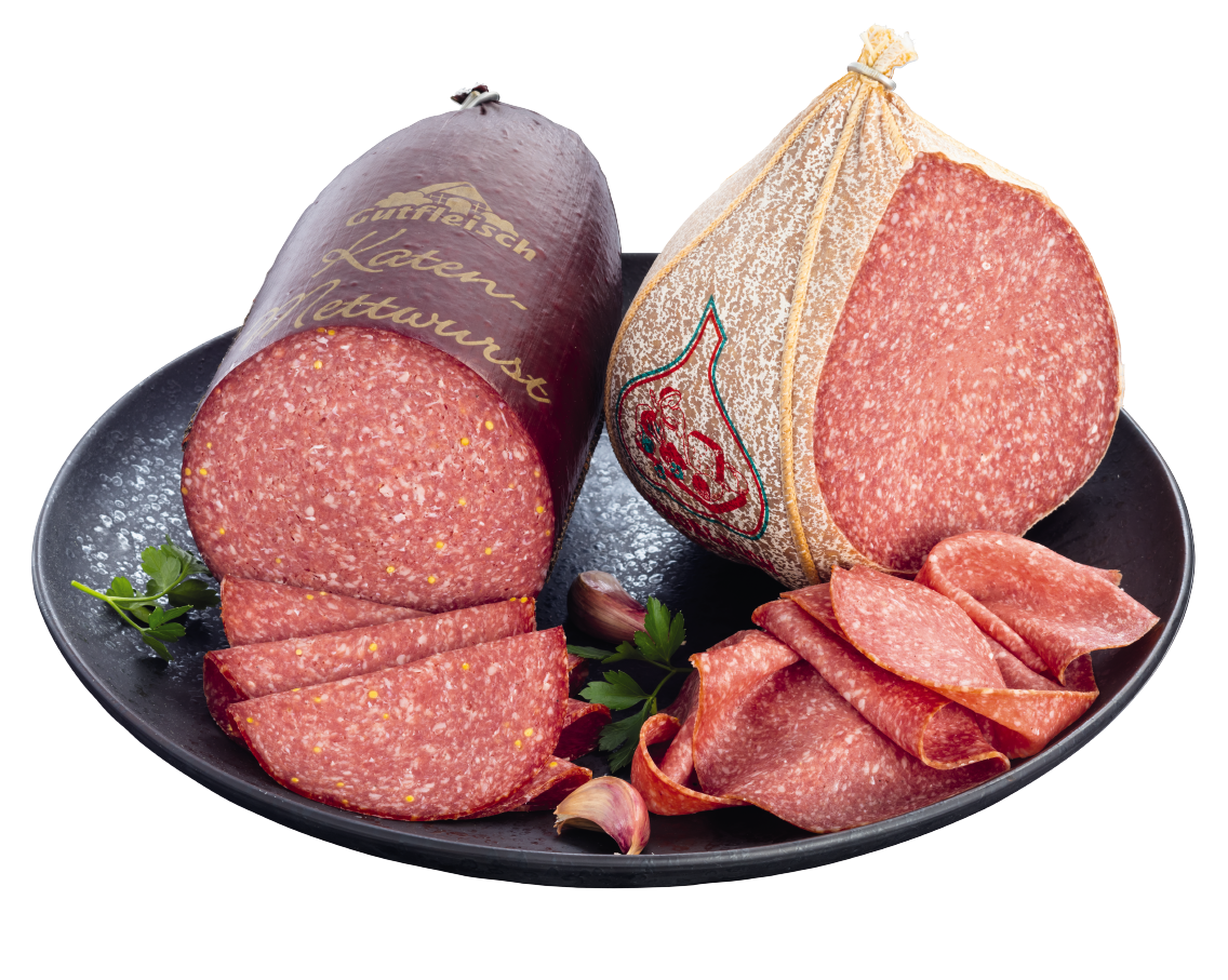 Gutfleisch Katenmettwurst oder Knoblauchsalami