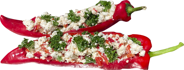 Paprikaschiffchen mit Feta
