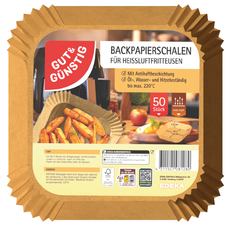 GUT&GÜNSTIG Backpapierschale für Heißluftfritteuse