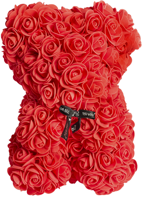 In Märkten mit Blumenabteilung: Trockenblumen Schaumrosen Bär in  Transparentbox 