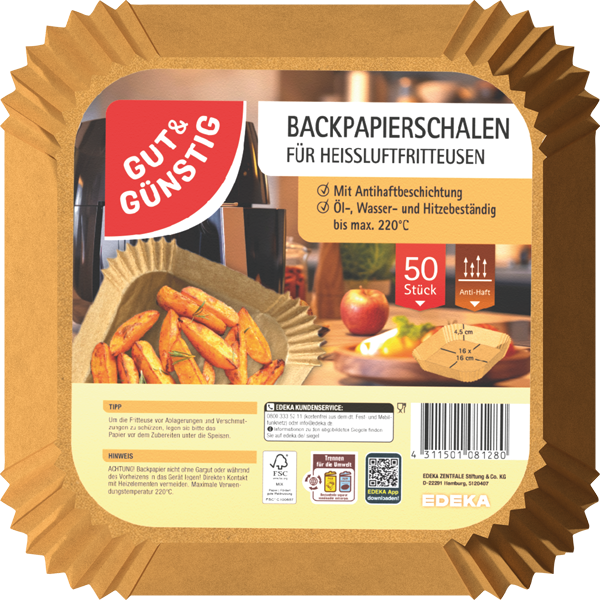 GUT&GÜNSTIG Backpapierschale für Heißluftfritteuse