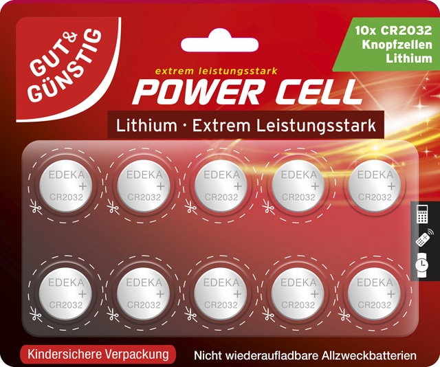 Gut & Günstig Knopfzellen CR2025 oder CR2032