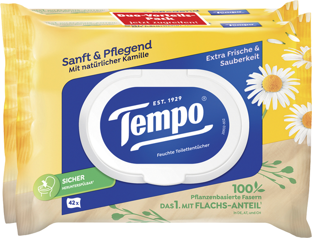 Tempo Feuchte Toilettentücher Kamille oder Aloe Vera