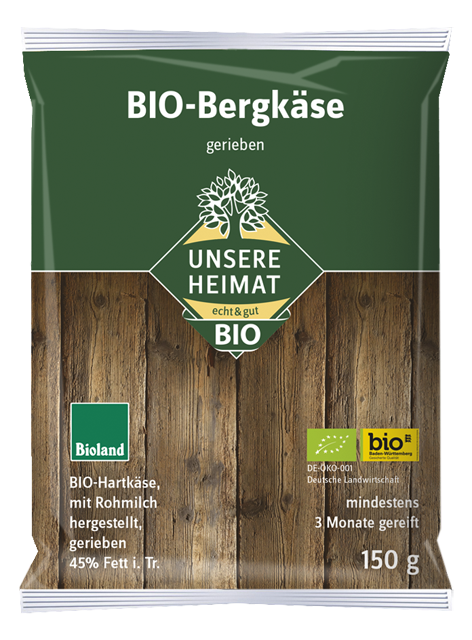 Unsere Heimat – echt & gut Bioland-Bergkäse gerieben