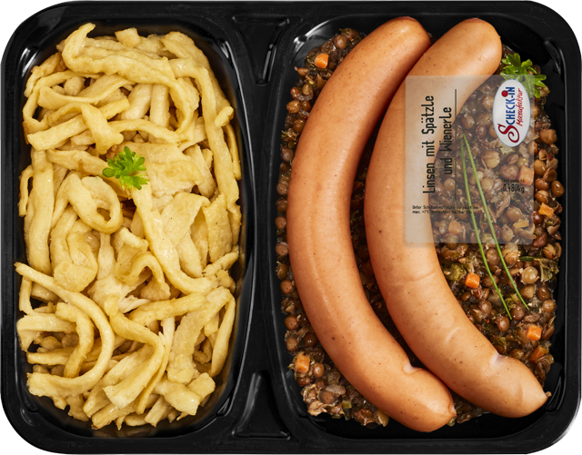 Linsen mit Spätzle und Wienerle 