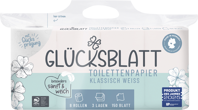 Glücksblatt Toilettenpapier Klassisch weiß