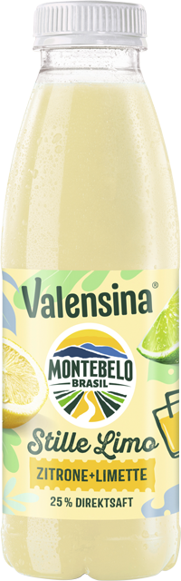 Im Kühlregal erhältlich: Valensina Montebelo Stille Limo Zitrone+Limette 