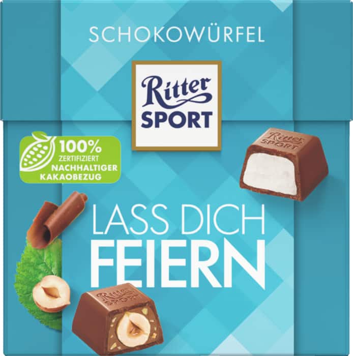 Ritter Sport Schokowürfel oder Amicelli Waffelröllchen