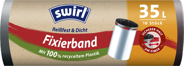 Swirl Müllbeutel mit Fixierband 35 L