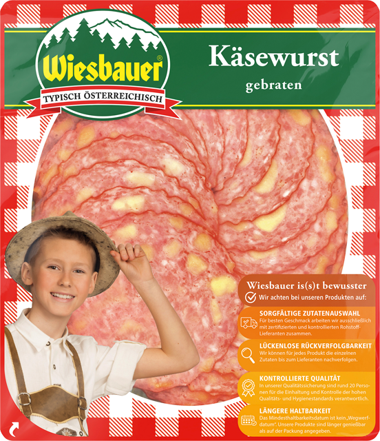 Wiesbauer Käsewurst gebraten oder Weinviertler Winzerwurst