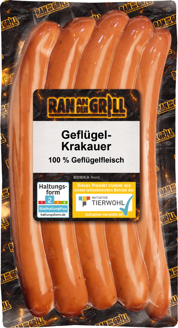 Ran an den Grill Geflügel- oder Käsekrakauer