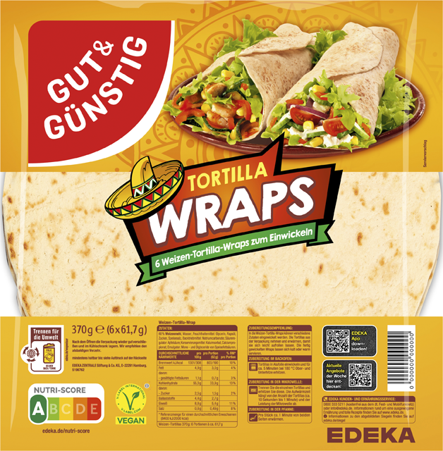 Gut & Günstig Tortilla Wraps Weizen oder Vollkorn