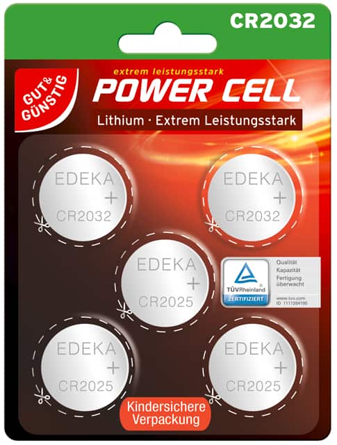 Gut & Günstig Knopfzelle CR2032 oder CR2025