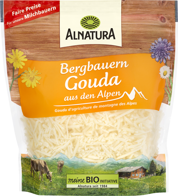 Alnatura Bio Bergbauern Gouda oder Bioland-Mozzarella gerieben