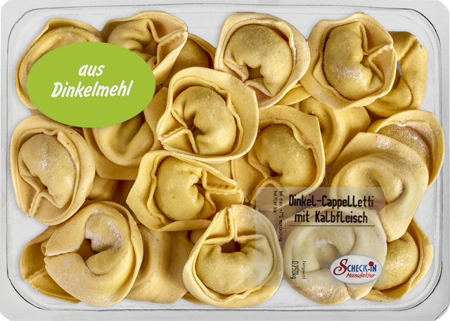 Dinkel Cappelletti mit Kalbfleischfüllung 