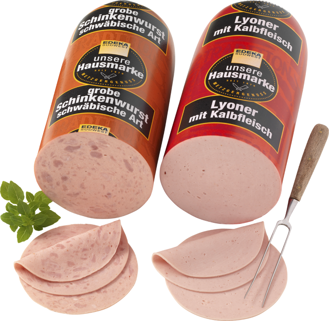 Delikate Lyoner mit Kalbfleisch oder Schinkenwurst schwäbische Art