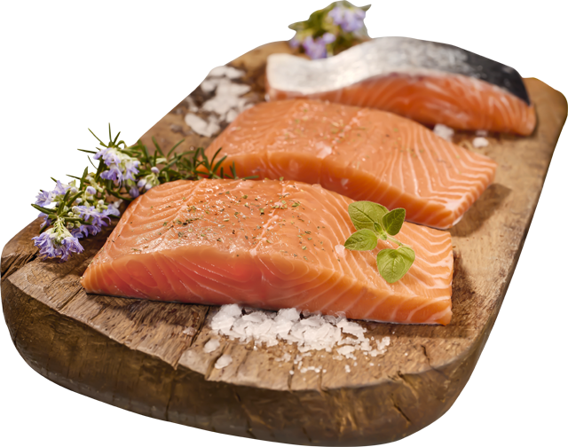 An der Fisch Bedienungstheke: Lachsfilets