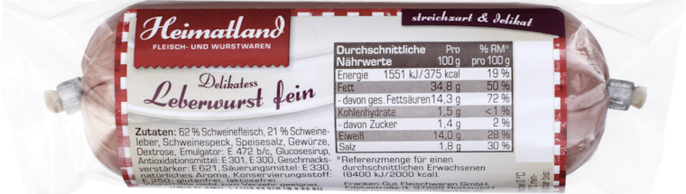 Heimatland Delikatess Leberwurst oder Mettwurst Braunschweiger Art