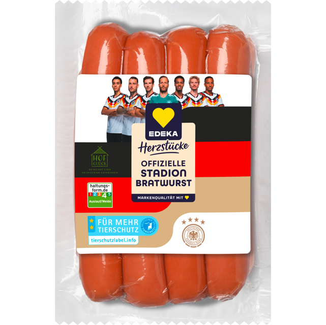 EDEKA Herzstücke Offizielle Stadion Bratwurst rot oder weiß 