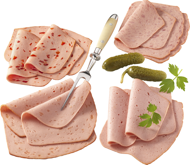 Fleischkäse-Aufschnitt gemischt