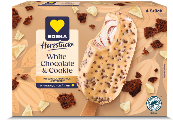 EDEKA Herzstücke Exotic, White Choc & Cookie oder Crunchy-Yoghurt-Raspberry Stieleis