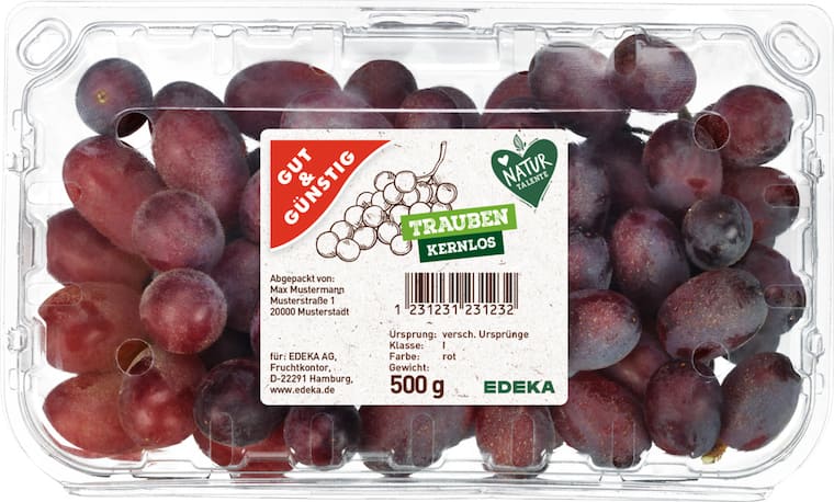Gut & Günstig Tafeltrauben rot kernlos