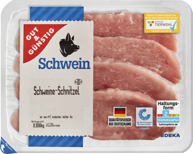 Im Frischepack: Gut & Günstig Zarte Schweineschnitzel 