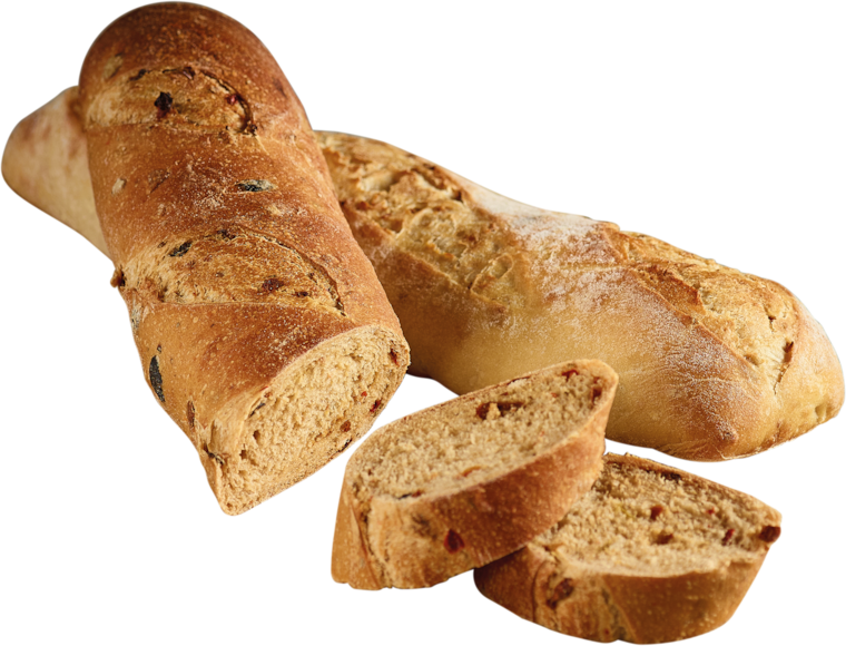 Rustikales Baguette Zwiebel oder Peperoni