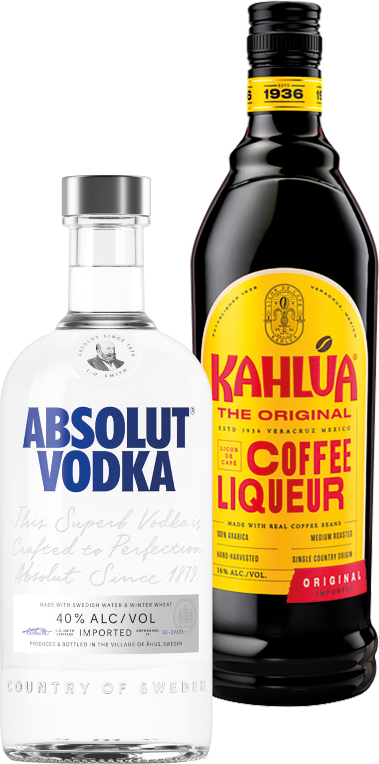 Absolut Vodka** oder Kahlua Licor de Cafe
