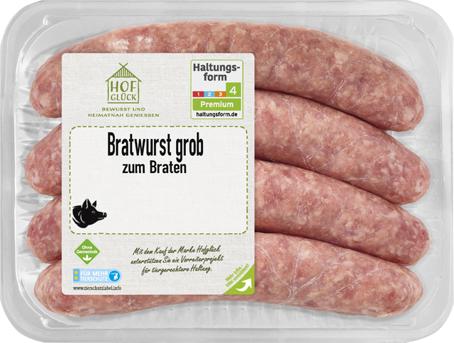 Im Frischepack erhältlich: Hofglück frische grobe Bratwurst