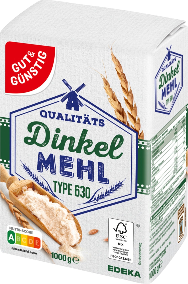 Gut & Günstig Dinkel Mehl Type 630 oder Dinkel Vollkorn Mehl