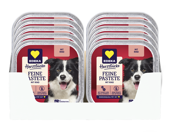 10 Packungen² EDEKA Herzstücke Hundenahrung Feine Pastete
