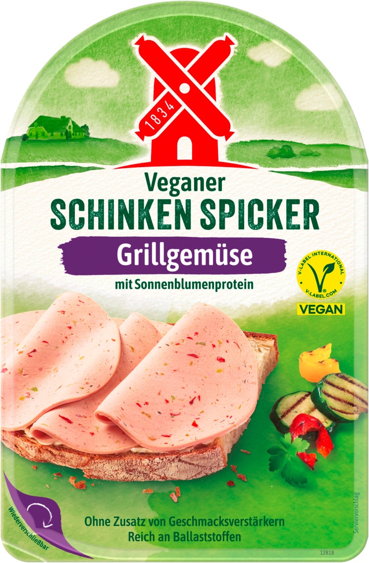 Rügenwalder Mühle veganer Schinken Spicker, Hauchgenuss, Mühlen Salami