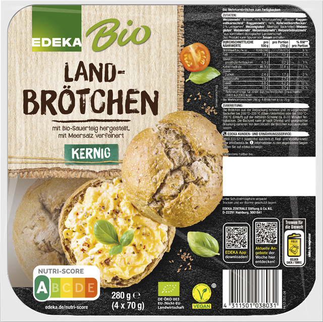 EDEKA Bio Landbrötchen kernig