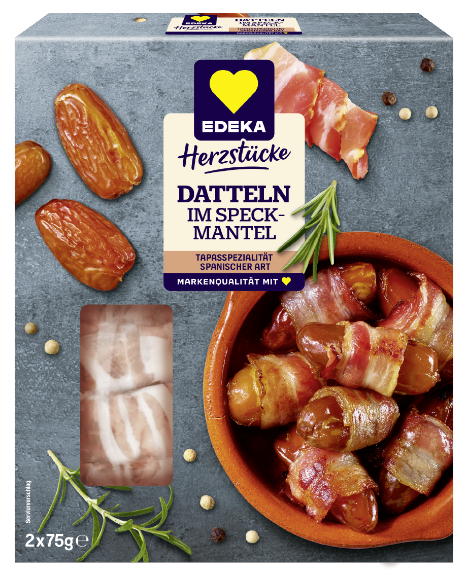 EDEKA Herzstücke Datteln oder Mozzarella im Speckmantel