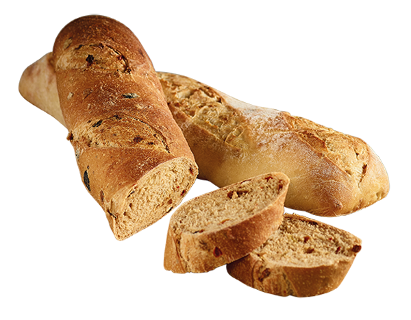 Rustikales Baguette Zwiebel oder Peperoni