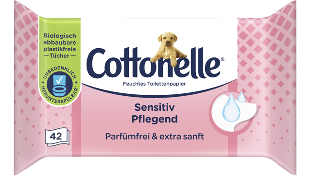 Cottonelle feuchtes Toilettenpapier sensitiv pflegend parfümfrei & extra sanft 