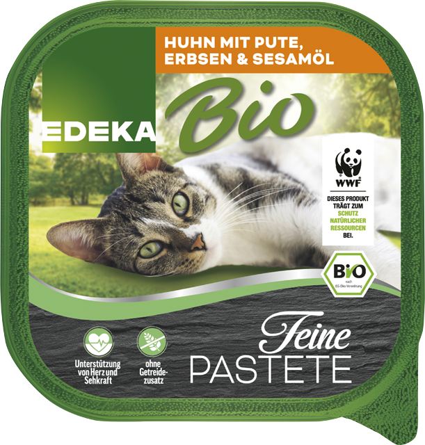 EDEKA Bio Feine Pastete Huhn mit Pute, Erbsen & Sesamöl 