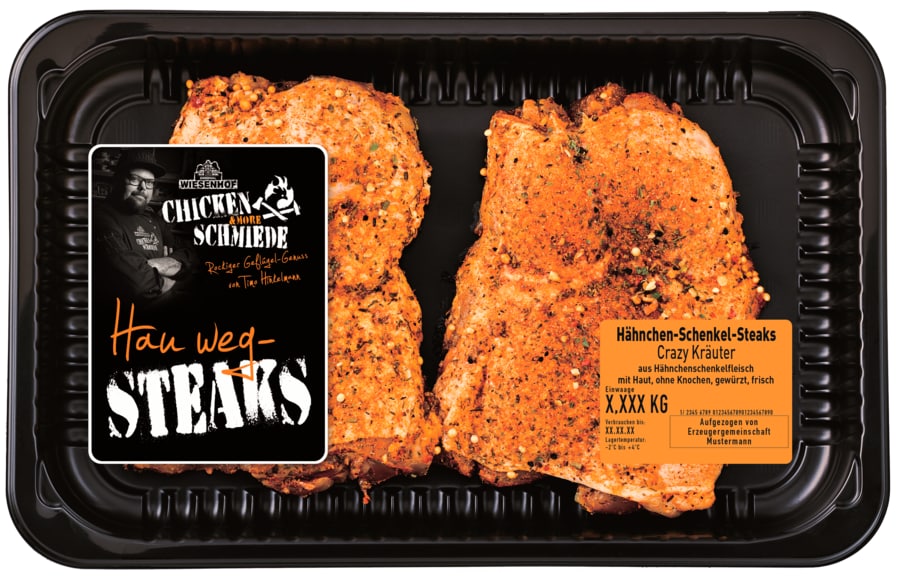 Wiesenhof Schmiede Hau weg Steak oder Hähnchen Grillfackeln Lucky Onion