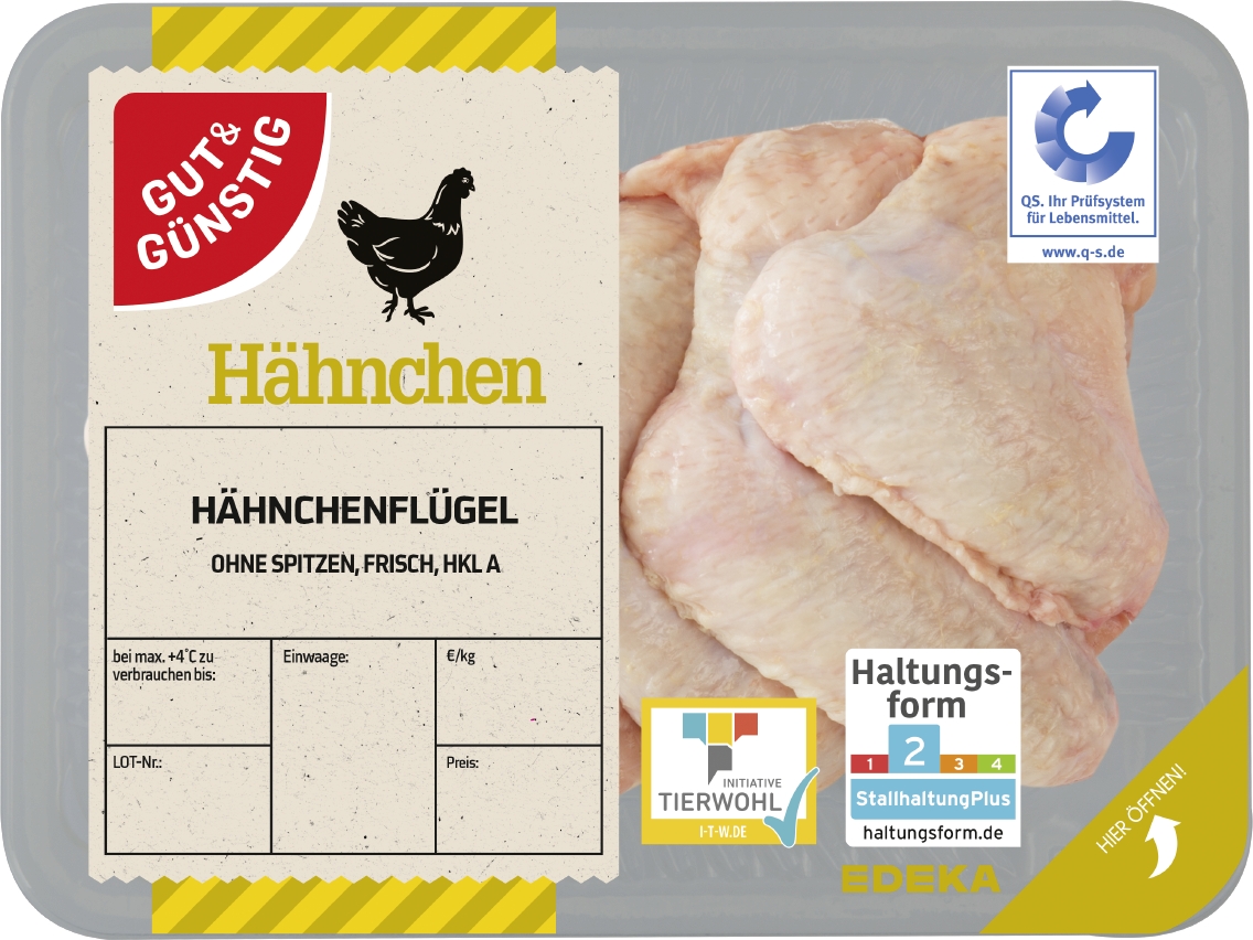 GUT&GÜNSTIG Hähnchen-Flügel ohne Spitzen