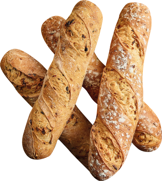 Rustikales Baguette Zwiebel oder Peperoni