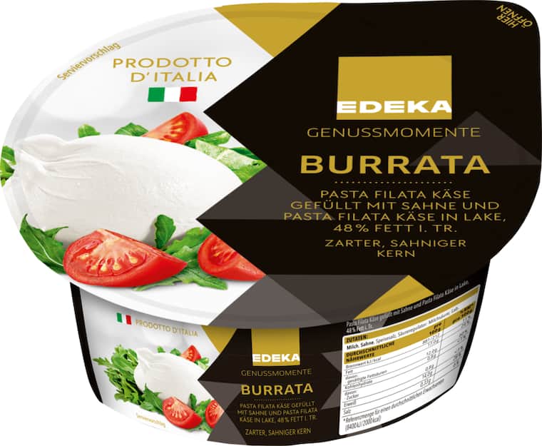 EDEKA Genussmomente Burrata, Burrata di bufala oder Stracciatella di Burrata