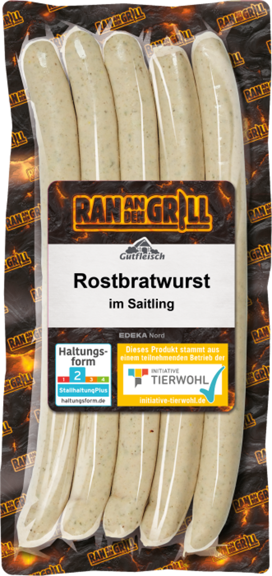 Ran an den Grill Rostbratwurst oder Schinkengriller, im Saitling