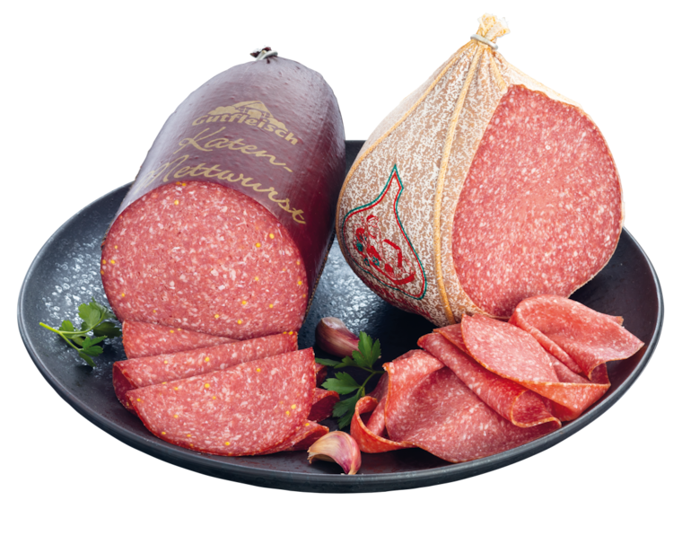 Gutfleisch Katenmettwurst oder Knoblauchsalami
