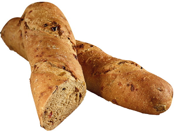 Rustikales Baguette Zwiebel oder Peperoni