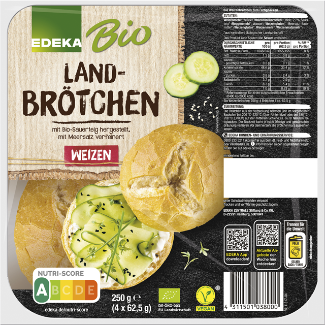 EDEKA Bio Landbrötchen Weizen 