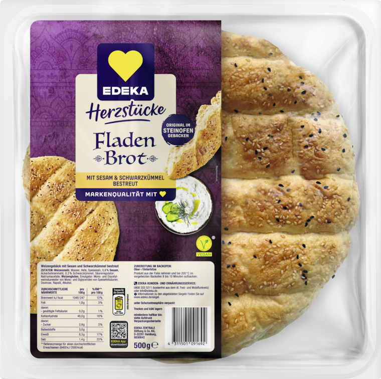 EDEKA Herzstücke Fladen Brot oder Mini Fladen Brot