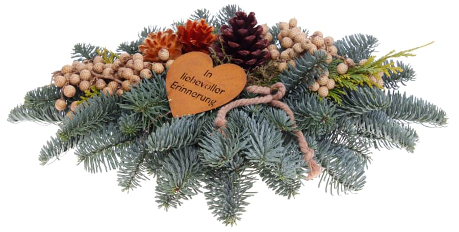 Grabschale mit Grablicht, in verschiedenen Farben oder Nobilis Grabgesteck